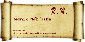 Rednik Mónika névjegykártya